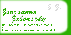 zsuzsanna zaborszky business card